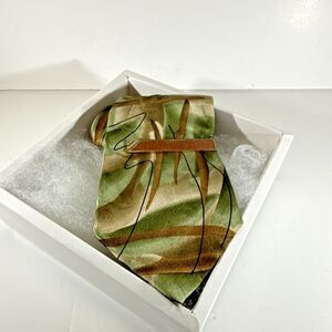 Green Gold Abstract Men's Tie & Swank Tie Bar Clip Jewelry J Garcia Gift